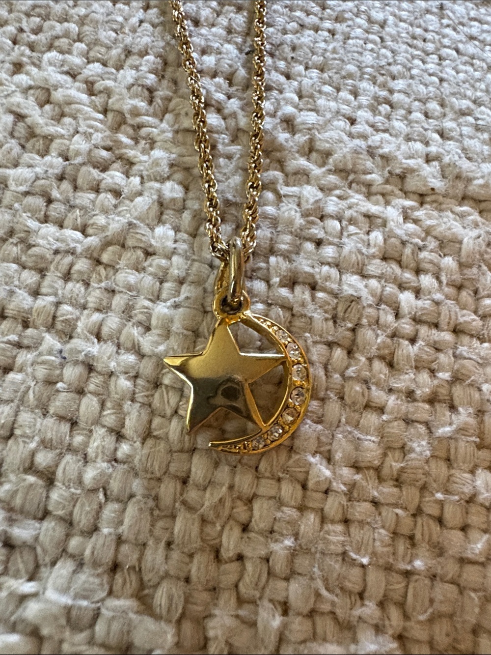 Gold Star & Crystal Crescent Moon Pendant Necklace - Women's Jewelry